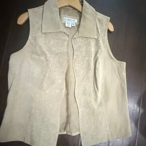 Coldwater Creek embossed Tan suede vest